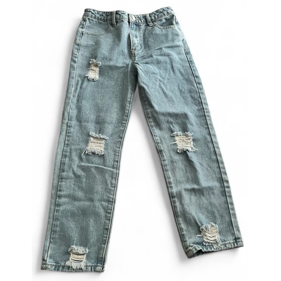 SHEIN Other - Shein Jeans Girls Size: 10Y | 24‎ x 23 Inseam Straight Leg Blue Distressed Denim